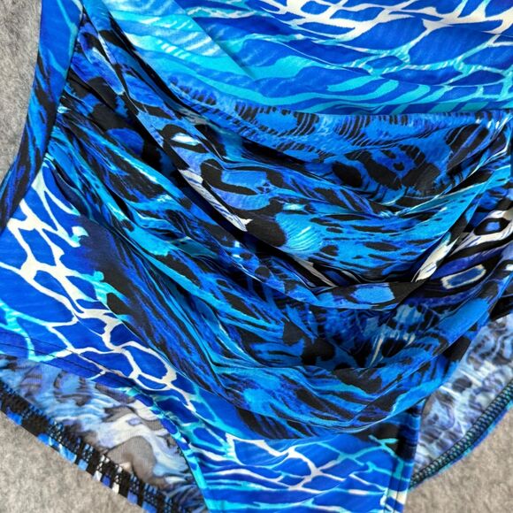 Miraclesuit Animal Kingdom 1pc Swimsuit Crossover Underwire Shirred Blue Teal - Picture 3 of 11